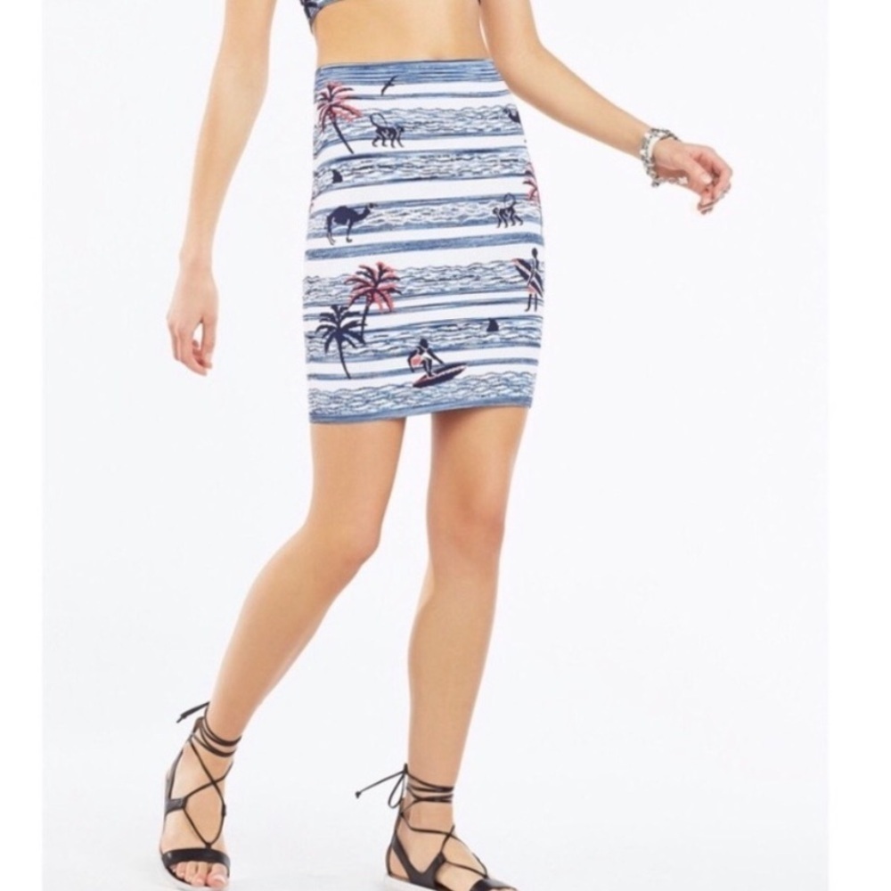 BCBGMAXAZRIA Pavel Surf Knit‎ Jacquard Power Skirt